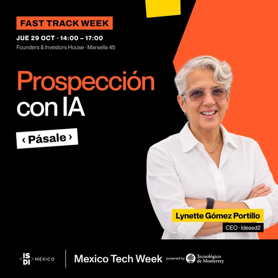 Portada del taller Prospección con IA con Lynette Gómez Portillo, CEO · Ideasd2